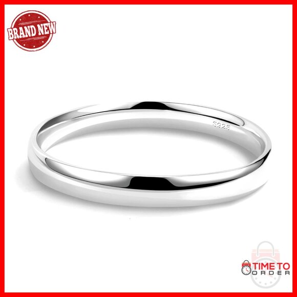 Sterling Silver Bangle Cuff Minimalist Elegant Stackable Fine Jewelry Gift